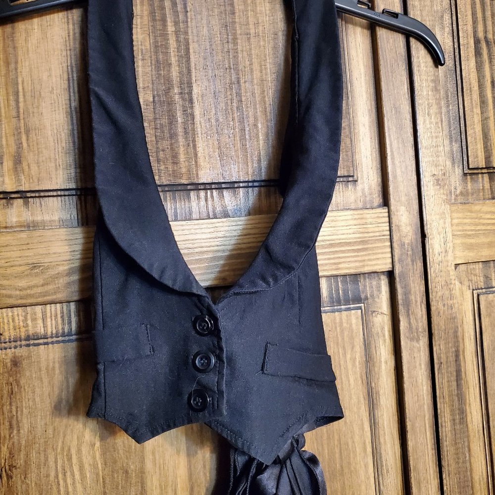 TeenBell Business Jacket Crop Top with Ribbon Back Tie